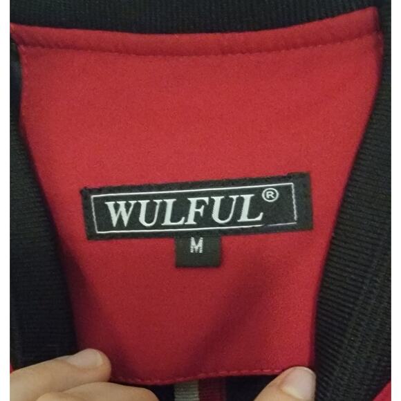 Wulful Men’s Red Full Zip Softshell Bomber Flight Casual Jacket Size Medium - Picture 3 of 8